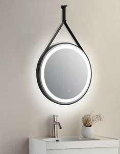 Keenware KBM-348 Round LED Black Framed Bathroom Mirror With Hook & Loop; 600mm - Picture 1 of 4