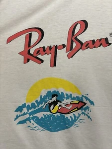 Ray Ban Shirt Vintage Single Stitch Graphic Print White Men’s One Size Surfer - Picture 1 of 7