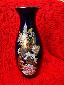 Vintage Royal Blue Porcelain Ceramic Vase with Birds - Japan 431460 - Bild 1 von 3