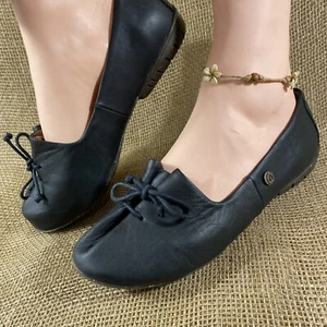 Sergio Tomani Flats Tuka Slip -On Shoes Leather Black Padded Womens Size 7 - Picture 1 of 14