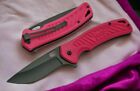 Spring Assist Folding Knife | Black Stainless Steel Blade Pink Low-Cost Edc