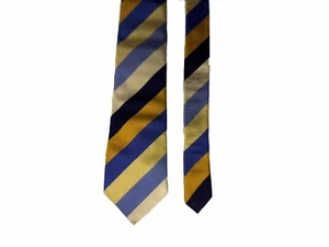 Charles Tyrwhitt Woven Repp Regimental Stripe Blue Orange Yellow Silk Tie Italy - Picture 1 of 4