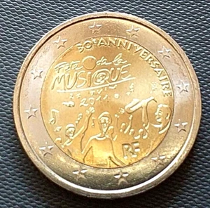 MONNAIE 2 EUROS 2011 FRANCE S/C 30 ANIV. FÊTE MUSIQUE - Picture 1 of 2