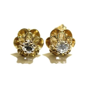 Neu 14k Gelbgold 0,47ct SI1-VS2 G runder Diamant Buttercup Ohrstecker Nachlass - Bild 1 von 7