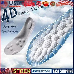 4D Cloud Technology Sports Insoles for Shoe Breathable Shock Absorption Insoles - Picture 1 of 22