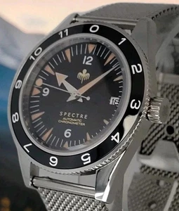 Custom 'James Bond SPECTRE' Black Watch Seiko TMI NH35 Auto Movt 10atm Ltd Ed - Picture 1 of 24