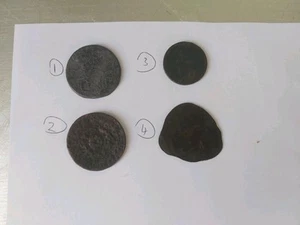 OLD COINS X 4 UNIDENTIFIED UNUSUAL MEDIEVAL CELTIC ROMAN COIN ANCIENT JOBLOT - Picture 1 of 12