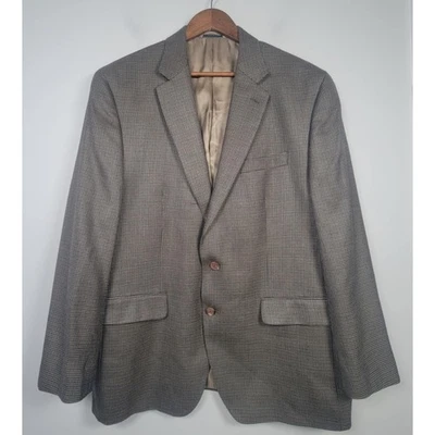 Casaco esportivo Ralph Lauren masculino 44R blazer lã de seda Houndstooth marrom - Imagem 1 de 4