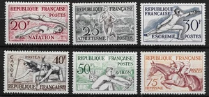 FRANCE 1953 HELSINKI OLYMPIC GAMES YVERT#960-965 F-VF MLH - Imagen 1 de 2