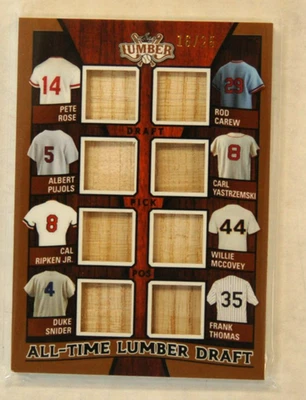 Hoja A.T. Madera 2024 #ALD10 Rosa/Cuidado/Pujols/Yaz/Snider/Reliquia de Thomas 16/25 Salón de la fama Foto 1 de 3