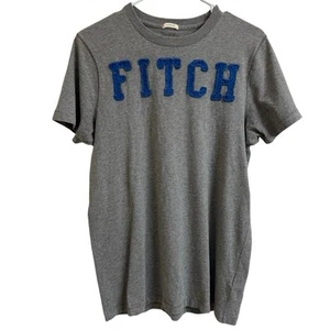 Abercrombie & Fitch T-Shirt Uomo Taglia M Muscolare Grigio/Blu Logo Spellout Preppy Y2K - Foto 1 di 7