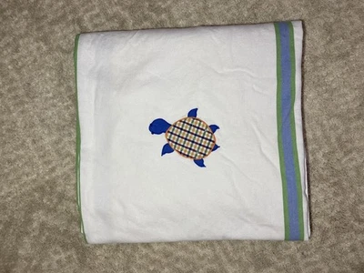 Tenda doccia tartaruga bambini fienile ceramica 72x72 ricamata applique 100% cotone* - Immagine 1 di 4