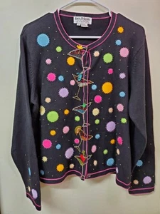 Vintage Jack B. Quick Cocktail Embellished Cardigan Sweater Women's Size XL EUC - Picture 1 of 10