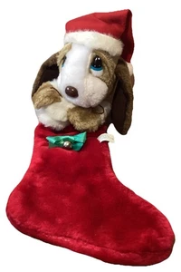 Vintage Doggie Plush Christmas Stocking Made In Korea - Picture 1 of 4