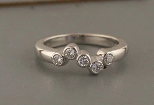 5 Diamond Bezel Bubble Ring 14kt White Gold 1/3ct t/w - Picture 1 of 8