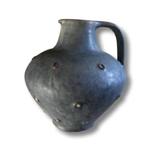 Vintage Antique Rare Signed Anton Lang Pottery Blue Stud Art Deco Pitcher Vase - Picture 1 of 9