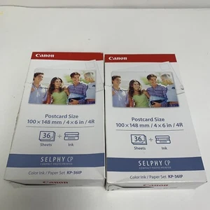 Lot 2 Canon KP 36IP Print Cartridge and Paper Kit 7737A001 SELPHY CP Postcard - Picture 1 of 9