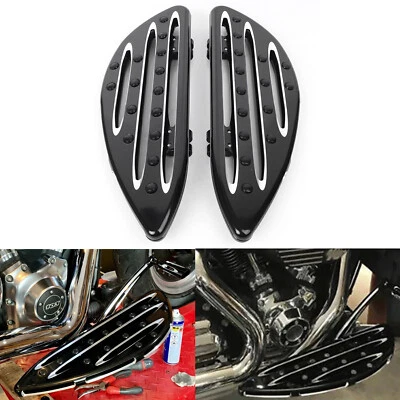 Black Stretched Floorboards Footboards For Harley Road King Street Tour Glide - Image 1 of 4