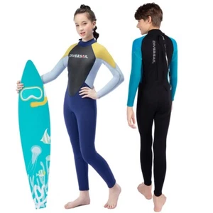 Kids Youth Full Body Wetsuit Boys Girls Back Zip 2.5mm Neoprene Thermal Swimsuit - Picture 1 of 11