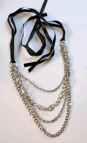 VETEMENTS 4 Fili Varie Misure Catena Argento Collana Nastro Fascette Lunghezza Regolabile