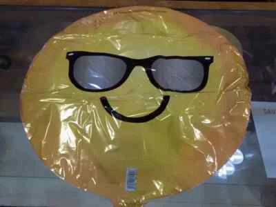 Lot Of 25 Sunglasses Cool Emoji 18" Foil Balloons Double Sided Smile Emoticon  - Image 1 of 4