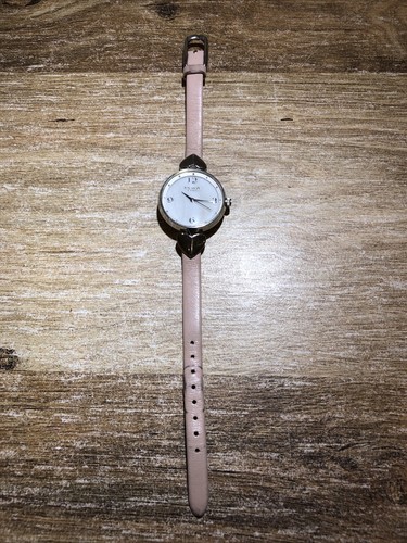 Orologio Donna Kate Spade Piccolo Metro Pave Cinturino Pelle Rosa Argento Quadrante Bianco