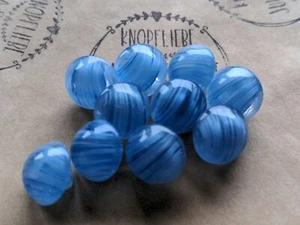 ♥Nr.129- Vintage Glasknöpfe Kugelknöpfe 10 St. gestreift blau 13 mm♥ - Picture 1 of 2