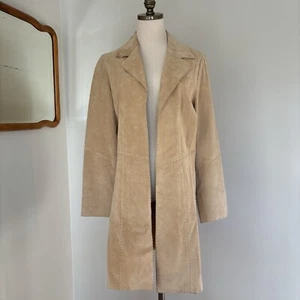 Coldwater Creek Leder Wildleder Trenchcoat Damen Medium vorne offen Western Boho - Bild 1 von 22