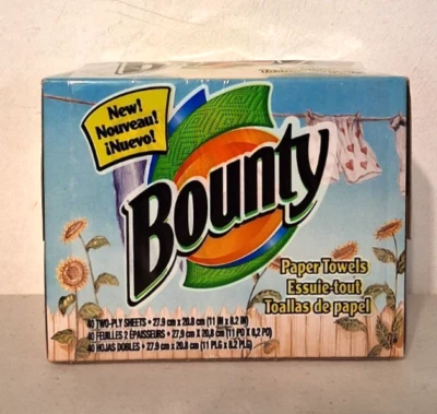 Toallas de papel Bounty en una caja 40 toallas de 2 capas diseñadas por Gay Talbott-Boassy nuevas en caja Foto 1 de 4