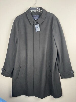 Lands End Coat Men’s XL Black Long Peacoat Wool Cashmere Blend Button Up 3867 - Image 1 of 4