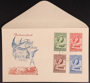 Bechuanaland 1955 Three Arrows FDC Scott 154-157 QEII Pictorials Unsealed UA VF - Picture 1 of 2