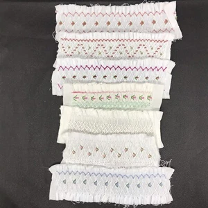 7 Smoked Fabric pieces for girl or doll dress Floral (lot 2) Handmade - Bild 1 von 7