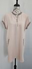 Zara Basic Collection Womens Dress Small Pink 1/4 Zip Striped Pockets Activewear