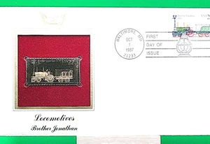 22K GOLDEN REPLICA FDC Locomotive Brother Jonathan Stamp 1987 - Picture 1 of 3