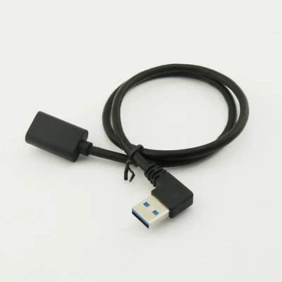 1pc USB 3.0 Left Angle A Male to USB 3.0 A Female M/F Extension Data Cable 50cm - Image 1 of 4