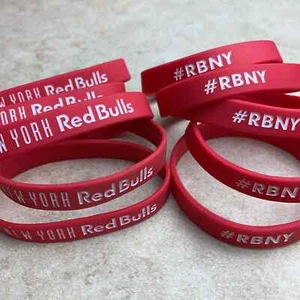 10 Piece New York Red Bulls RBNY MLS Soccer Football Red White Silicone Bracelet - Picture 1 of 8