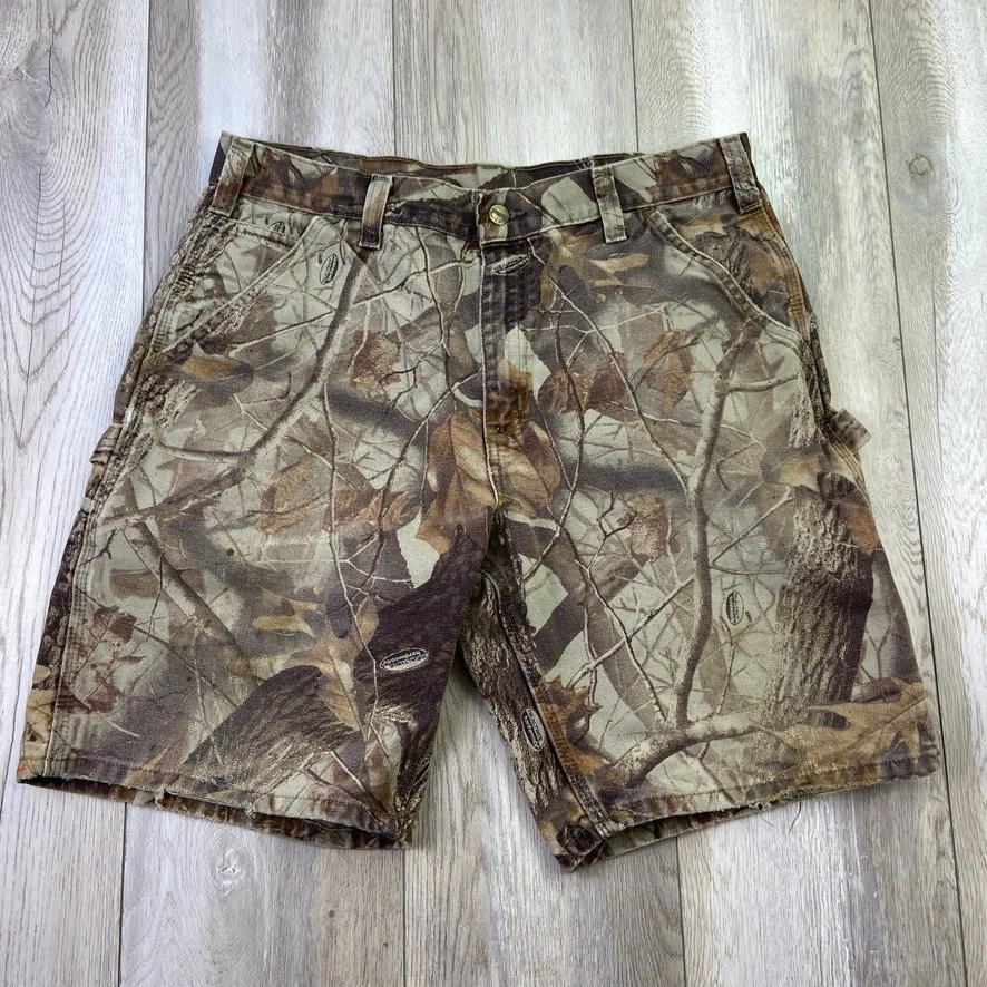 Carhartt B191 CMO Shorts Mens 34 Camo Realtree Duck Carpenter Distressed VINTAGE - Image 1 of 4