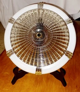 Vintage Art Deco Dome Light Cover Frosted White Clear No Hardware - Picture 1 of 10