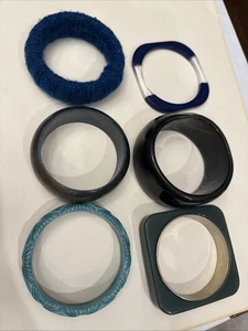 VTG  Bracelet Cuff Lot of 6 Bangle Blue Green Colors 80s 90s - Picture 1 of 5