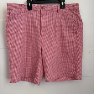 IZOD Herren Golf Chino Shorts 36 rosa kariert Seersucker Baumwollmischung Preppy Freizeit - Bild 1 von 8