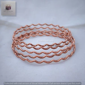 Squiggle Bangle, Zig Zag Wave Handmade 5 Pcs Copper Jewelry Gift For Women - Picture 1 of 3