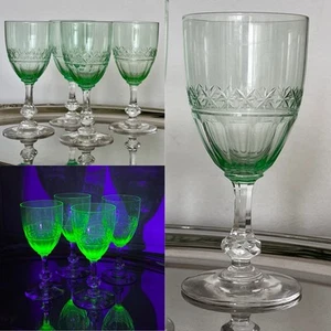 4 Antike Saint Louis Kristallglas Uranglas Weingläser Weinglas um1910 Jugendstil - Bild 1 von 17