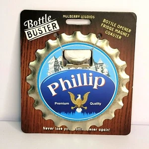 Bottle Buster PHILLIP Personalisierter Flaschenöffner Kühlschrankmagnet Untersetzer Name Geschenk - Bild 1 von 3