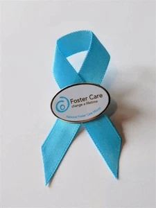 10-PACK National Foster Care Month Lapel w/ Pin Blue Ribbon "Change a Lifetime" - Picture 1 of 3