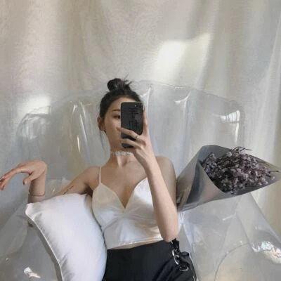 165 Top Women White Silk Sexy Gym Fitness Yoga Stretch Padded Bra Crop Top S - image 1 of 4