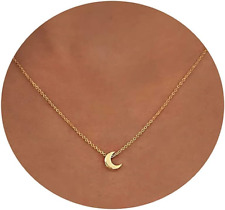 14K Gold/Silver Plated Crescent Moon Necklace Tiny Moon and Star Necklacedainty