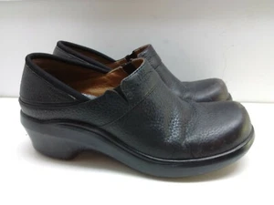 Ariat Dark Brown Leather Slip On Loafer Wedge Bootie Clog Work Women's Shoe 7.5M - Picture 1 of 9
