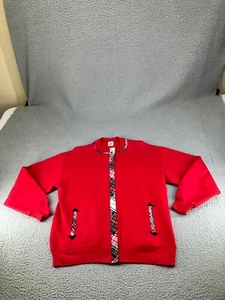 Vintage Jerzees Sweater Womens Large Red 90s USA Grandma Core Cardigan Button - Picture 1 of 17