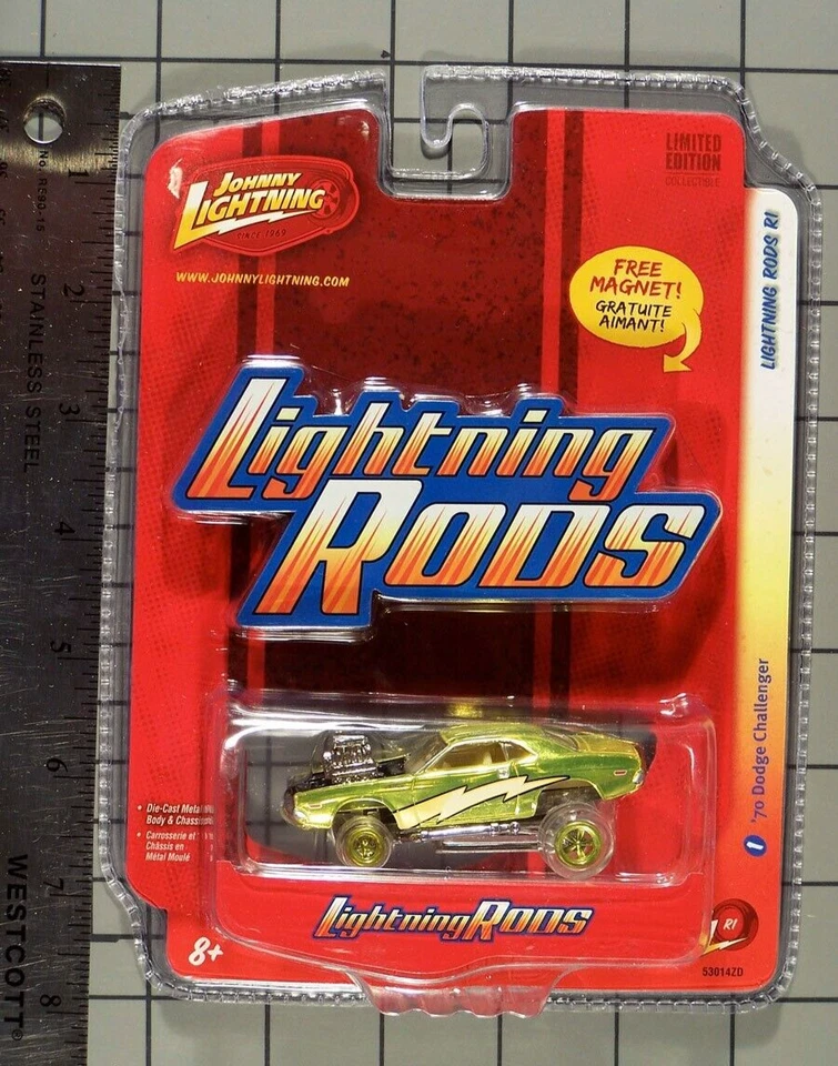 Johnny Lightning 2007 Lightning Rods, '70 Dodge Challenger, chrome yellow - Изображение 1 из 1