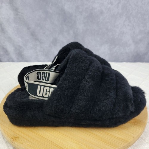 UGG Fluff Yeah nero sandalo ciabatte cinturino nero taglia 9 donna